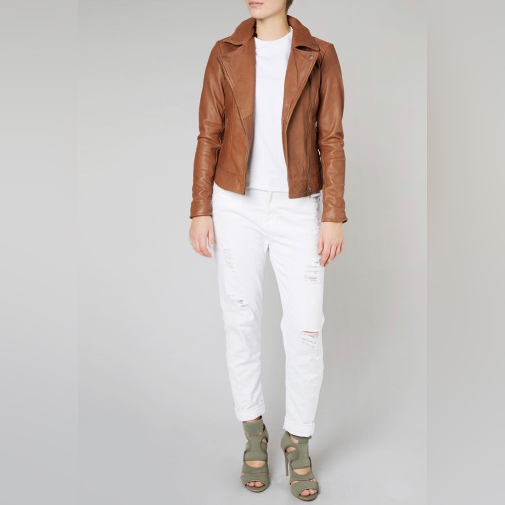 Muubaa Sabik Leather Biker Olive Jacket Size 6